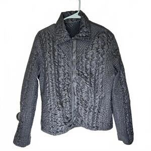 UBU Reversible Black textured jacket full zip with pockets Medium